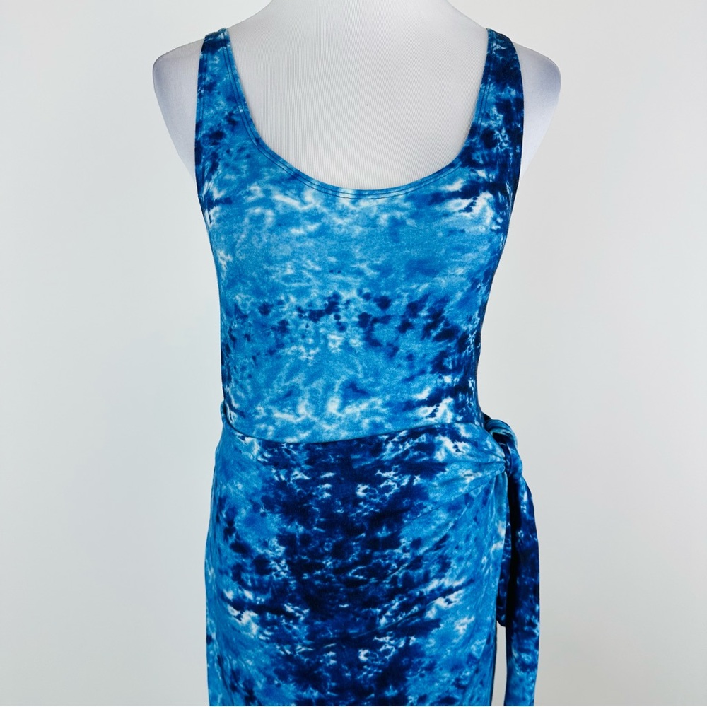 Reformation Jeans Blue Watercolor Kaila Wrap Tank Midi Dress Size Small - Picture 2 of 13